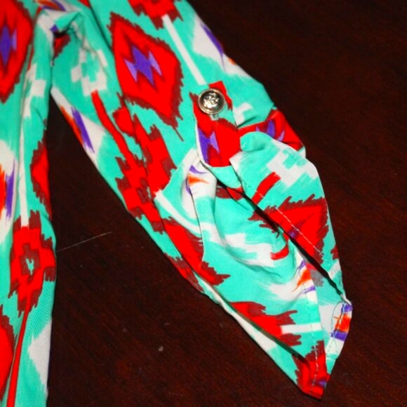 Peach Love Boho Print 3/4 Sleeve Blouse - Size M, Artsy & Vibrant - Picture 5 of 7